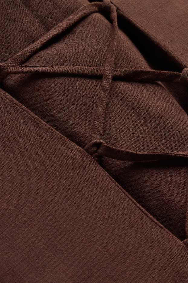 Kobiety - Kamizelka z domieszką lnu - z wcięciem w talii - brązowy