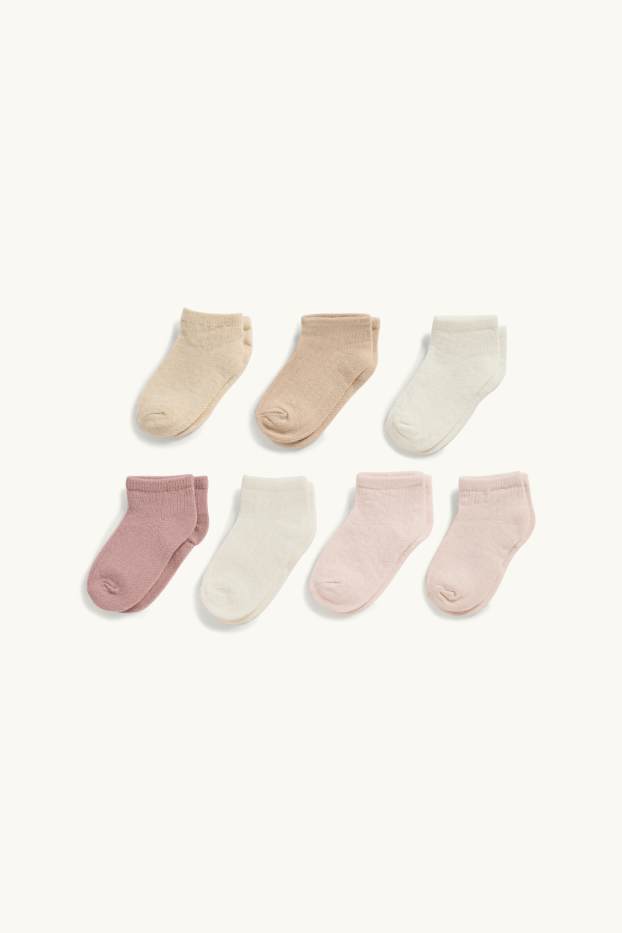 Bébés filles - Lot de 7 paires - chaussettes bébé - finition texturée - rose clair