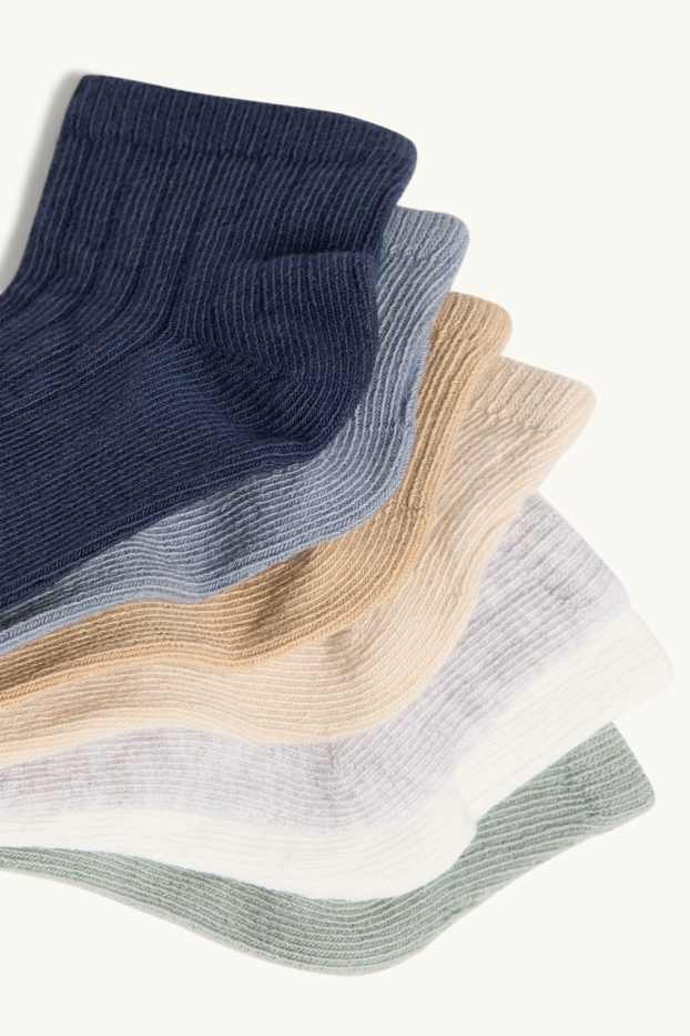 Bébés garçons - Lot de 7 paires - chaussettes bébé - finition côtelée - bleu / beige