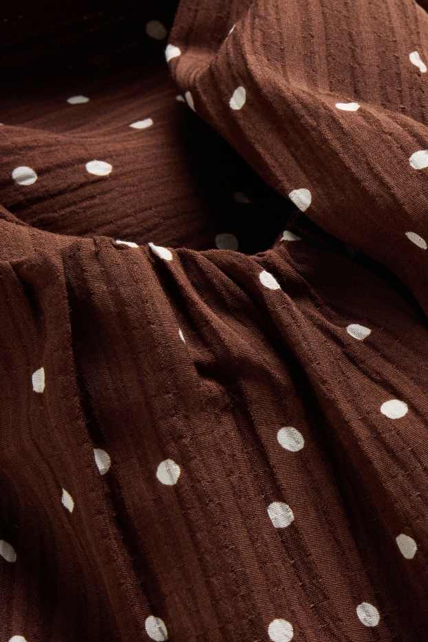 Femmes - Robe en mousseline - à pois - marron