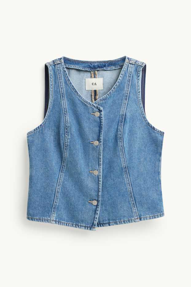 Femei - Vestă din denim - cambrată - denim-albastru