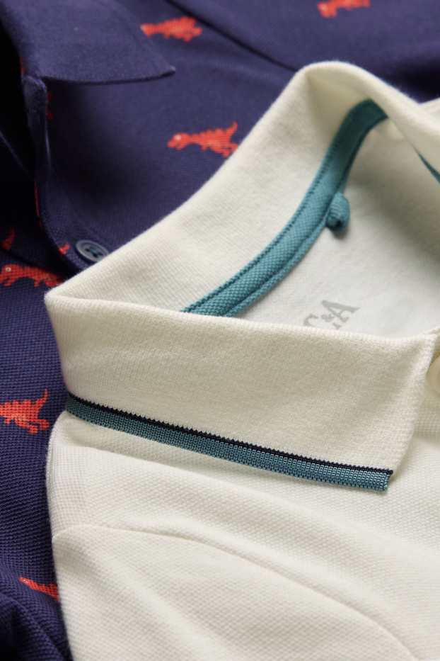 Bambini - Confezione da 2 - dinosauro - polo - blu scuro / bianco