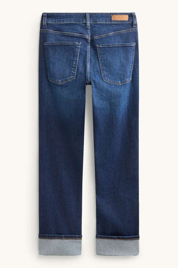 Dona - Crop Straight Jeans - mid waist - LYCRA® - texà blau fosc