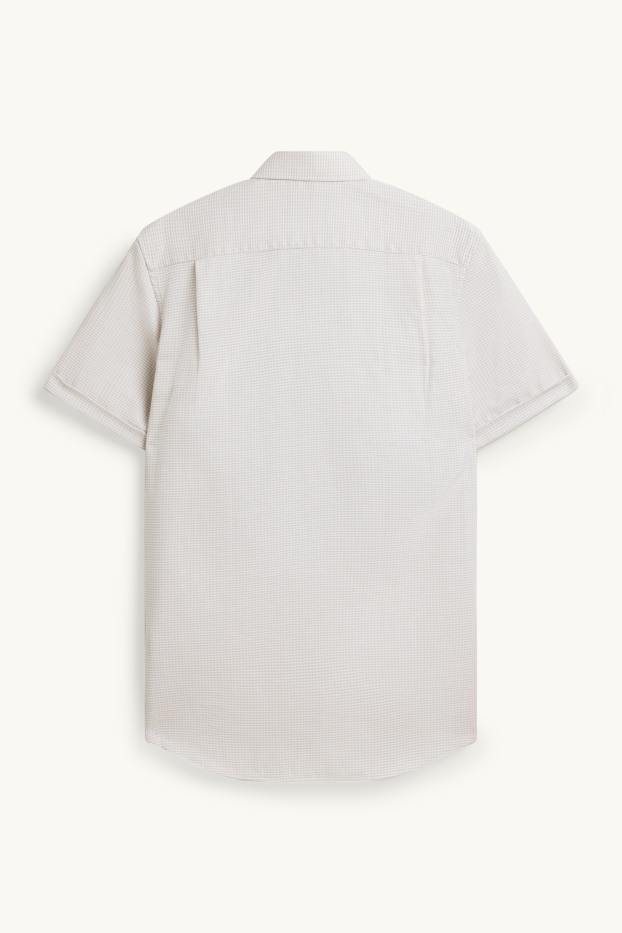 Pánské - Košile - regular fit - kent - s nežehlivou úpravou - se vzorem - krémově bílá