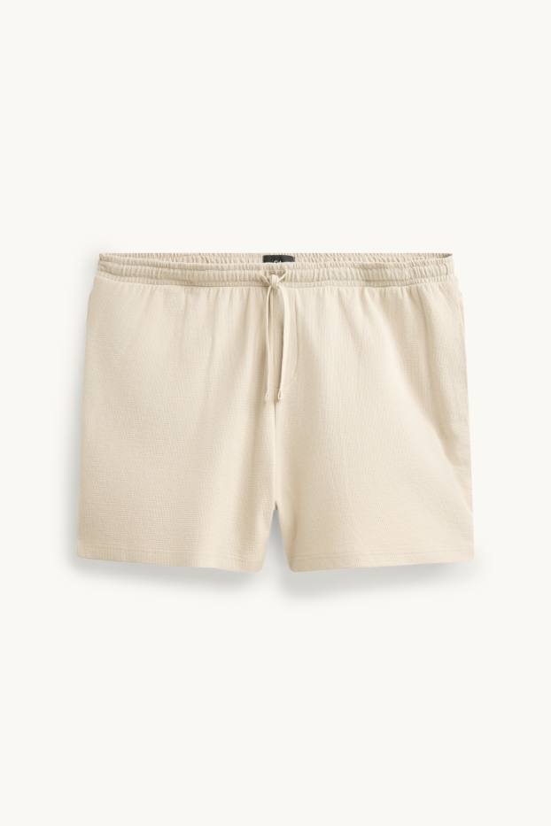 Herren - Sweatshorts - strukturiert - cremeweiss