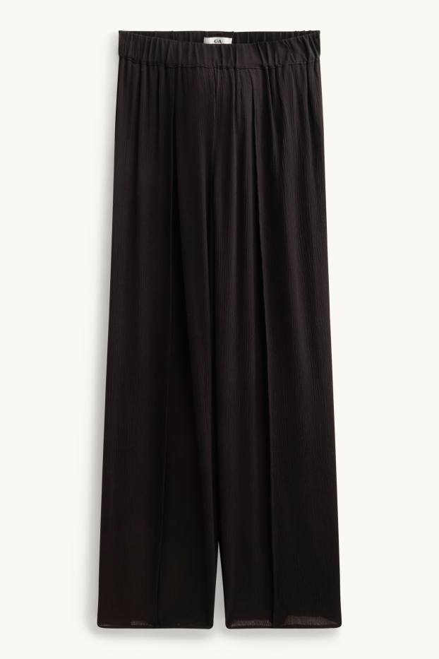 Dames - Pantalon - mid waist - palazzo - zwart