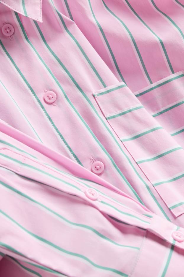 Dames - Overhemdblouse - gestreept - fuchsiarood