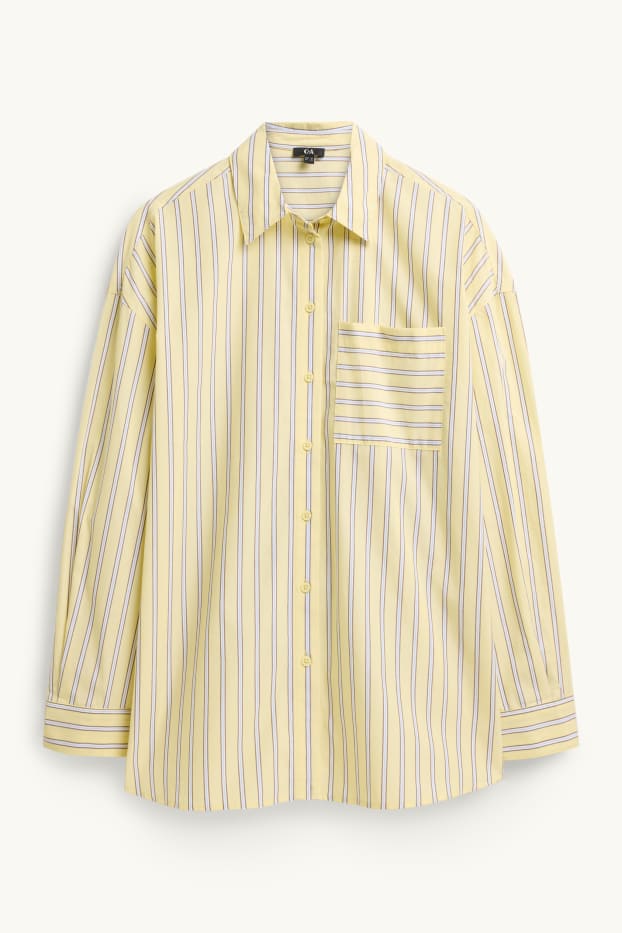 Mujer - Blusa camisera - de rayas - amarillo