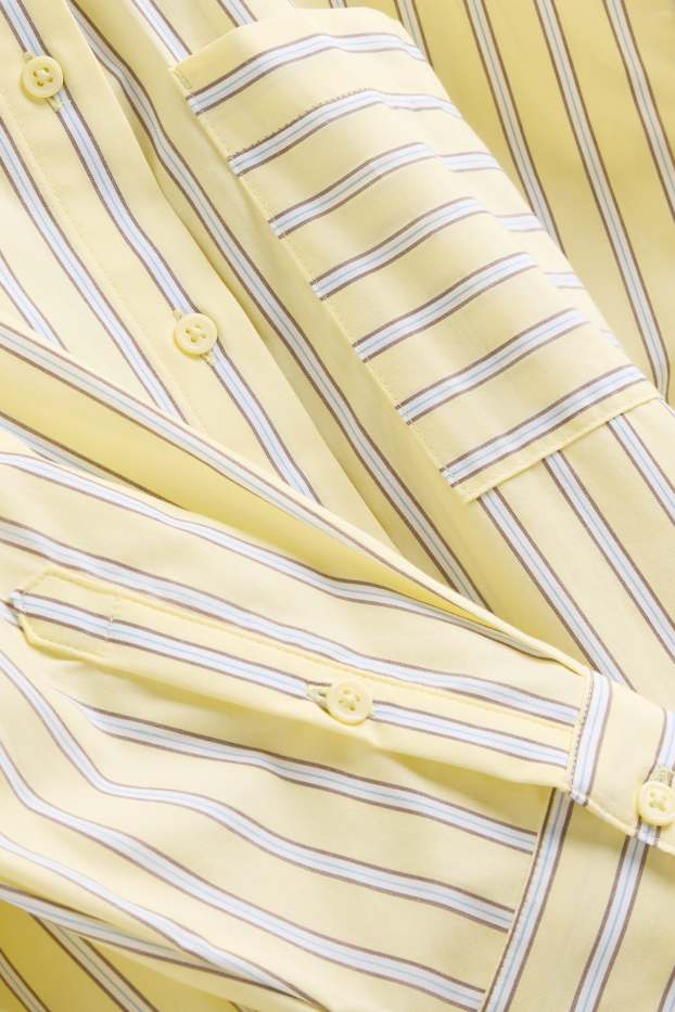 Mujer - Blusa camisera - de rayas - amarillo