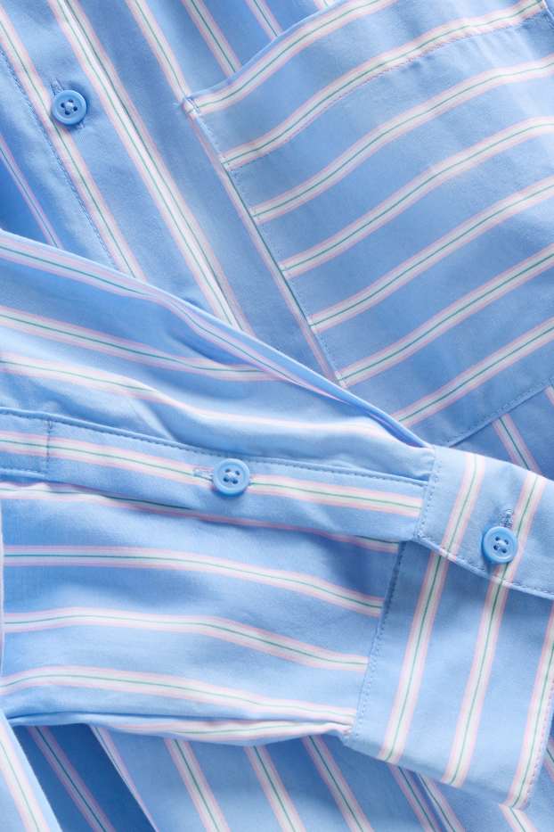 Mujer - Blusa camisera - de rayas - azul