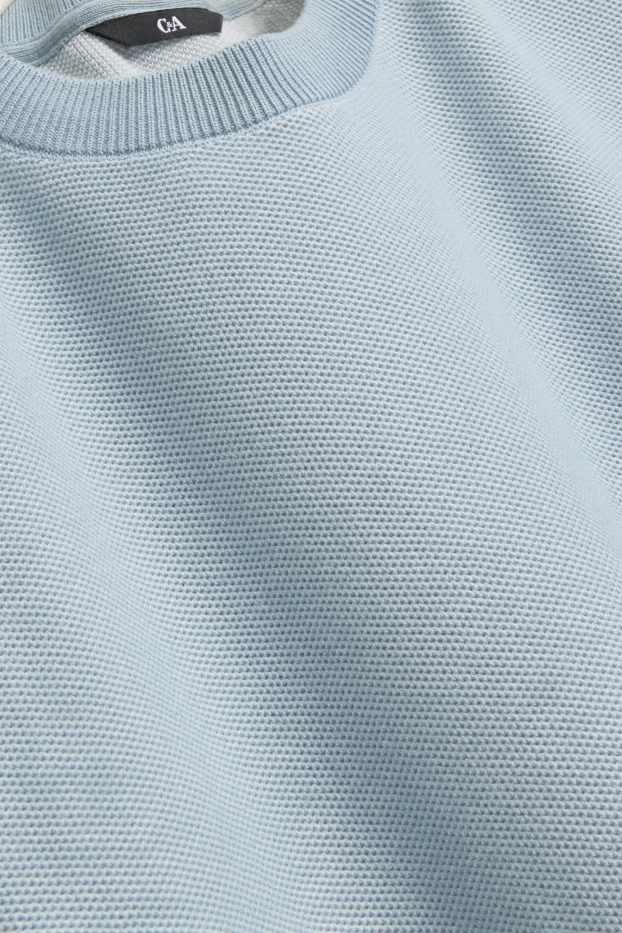 Herren - Strickpullover - kurzarm - strukturiert - blau