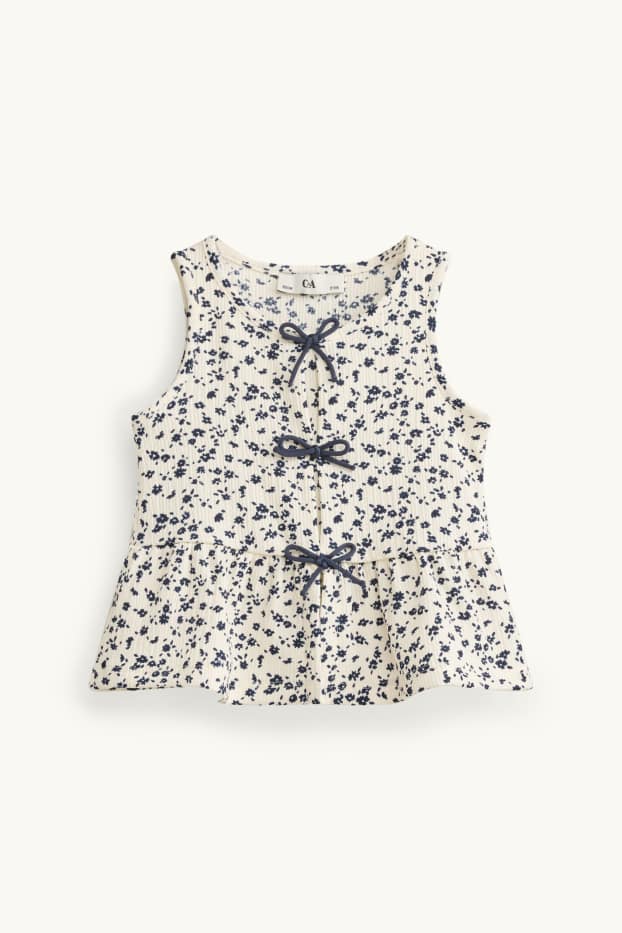 Kinderen: meisjes - Bloem - top - wit / blauw