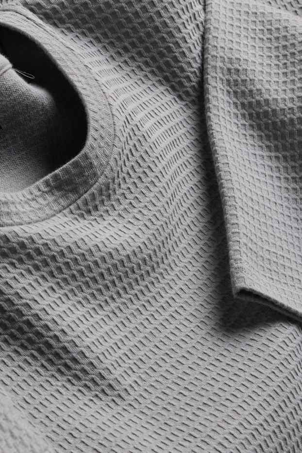 Pánské - Tričko - oversized - strukturované - šedá