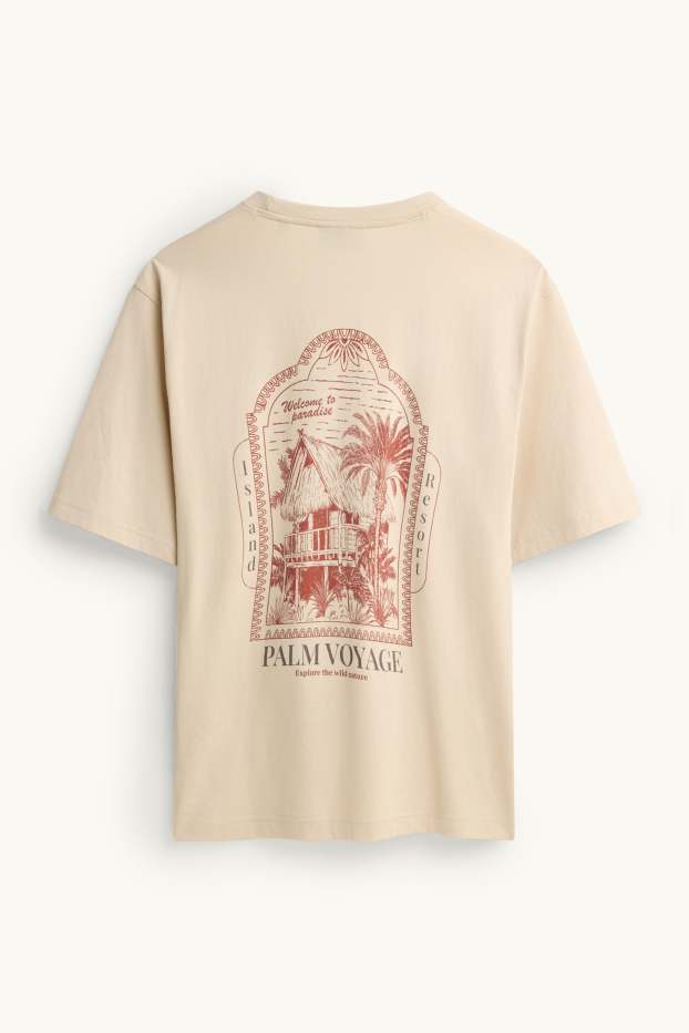 Heren - T-shirt - relaxed fit - beige