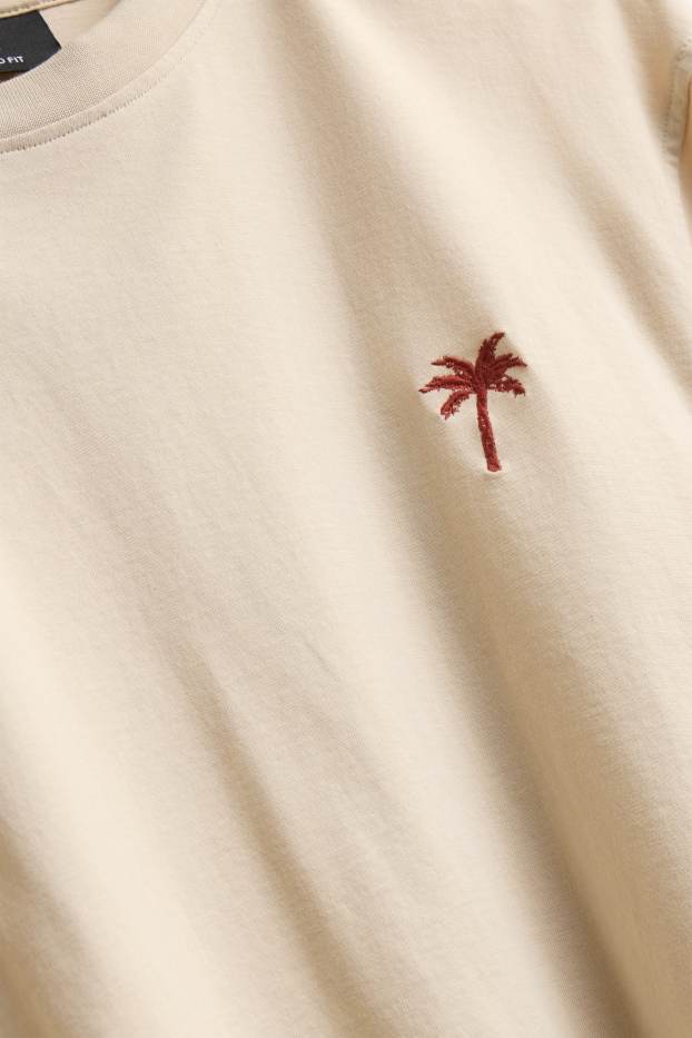 Heren - T-shirt - relaxed fit - beige