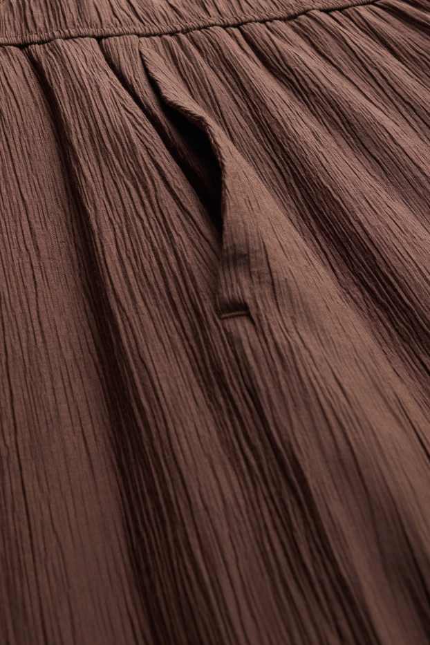 Damen - Stoffhose - Mid Waist - Wide Leg - braun