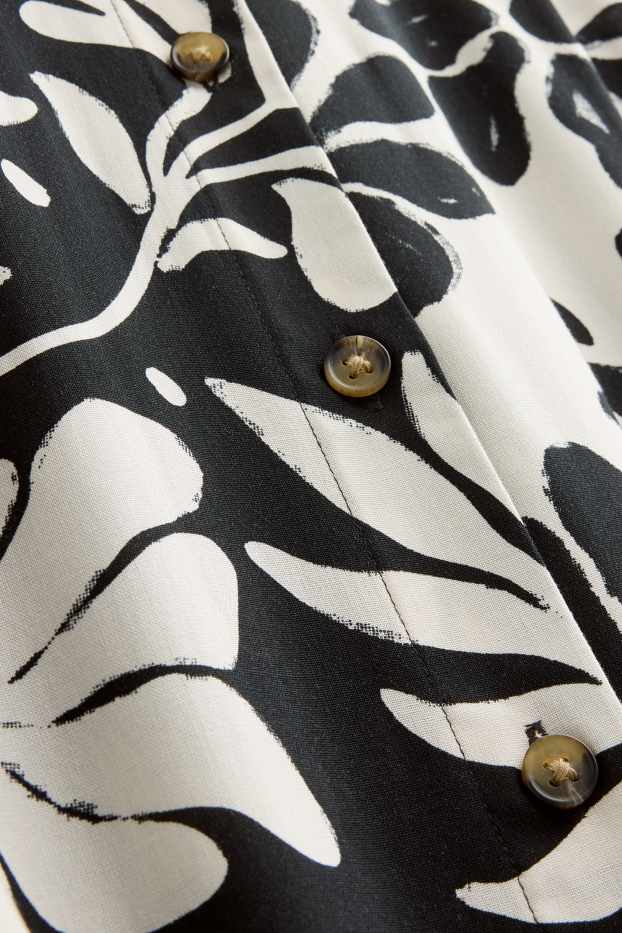 Women - Shirt dress - floral - black / white