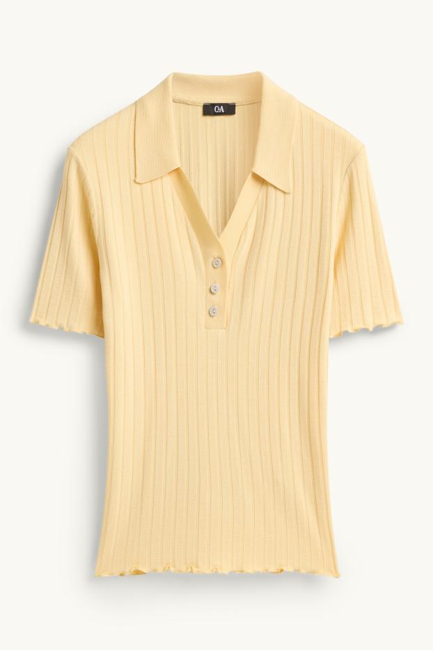 Donna - Polo - regular fit - a coste - giallo chiaro