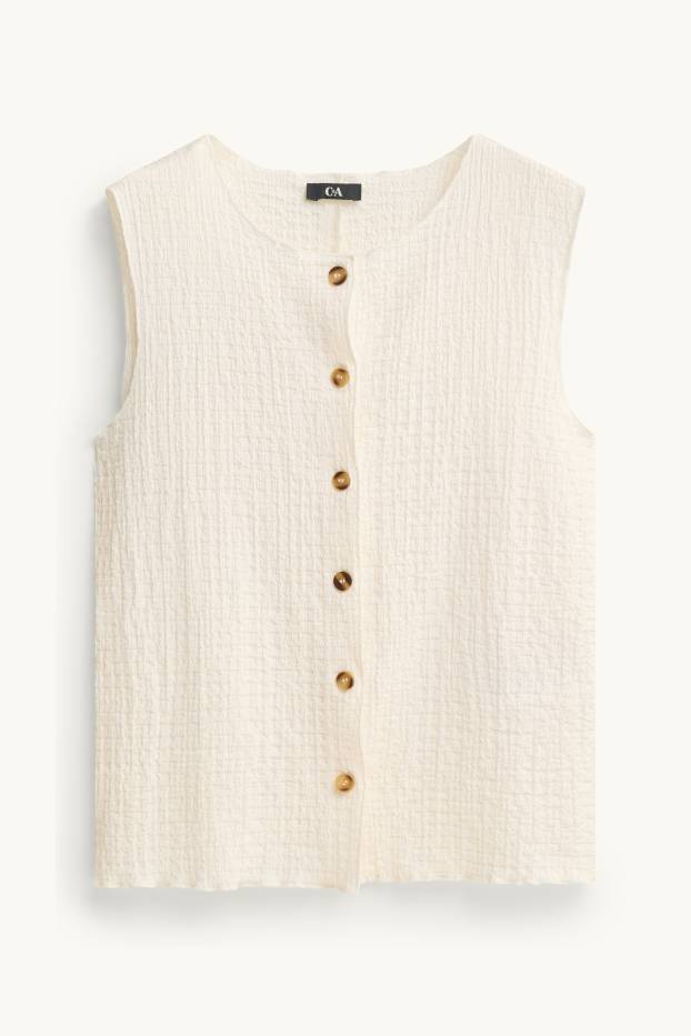 Femmes - Caraco - finition texturée - blanc crème