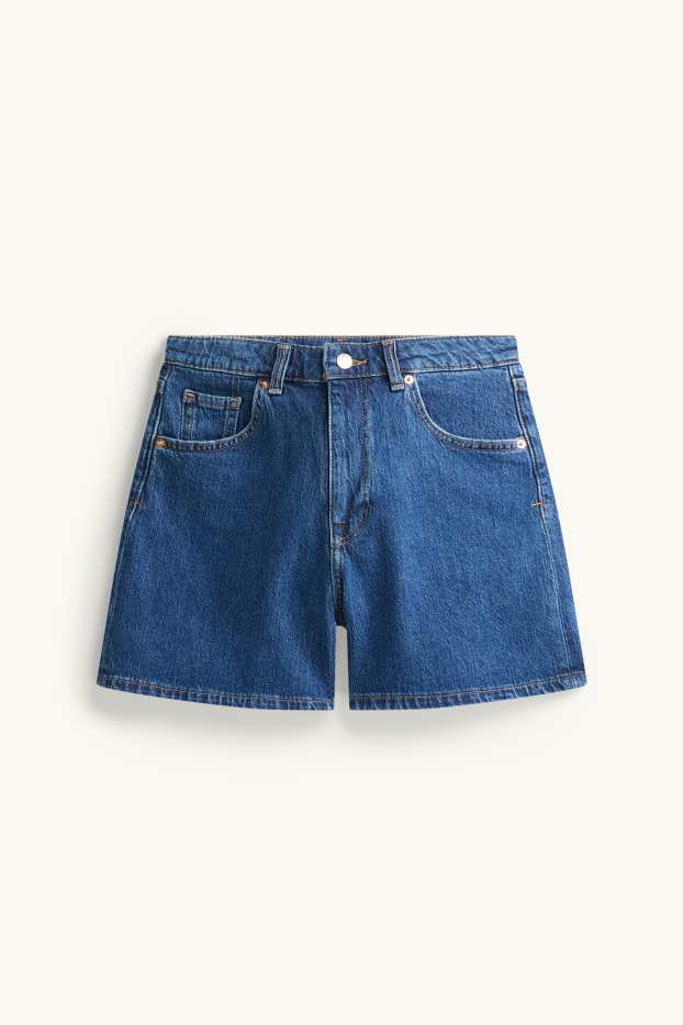 Mujer - Mom shorts - high waist - LYCRA® - azul