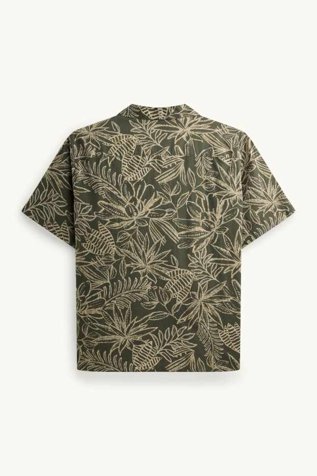 Home - Camisa - regular fit - coll solapa - estampada - verd