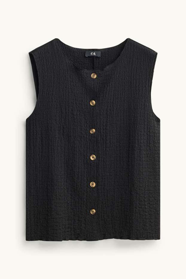 Femmes - Caraco - finition texturée - noir