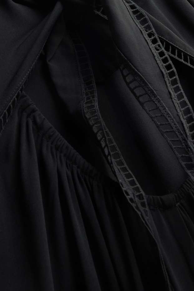 Dames - Jurk met V-hals - straight fit - zwart