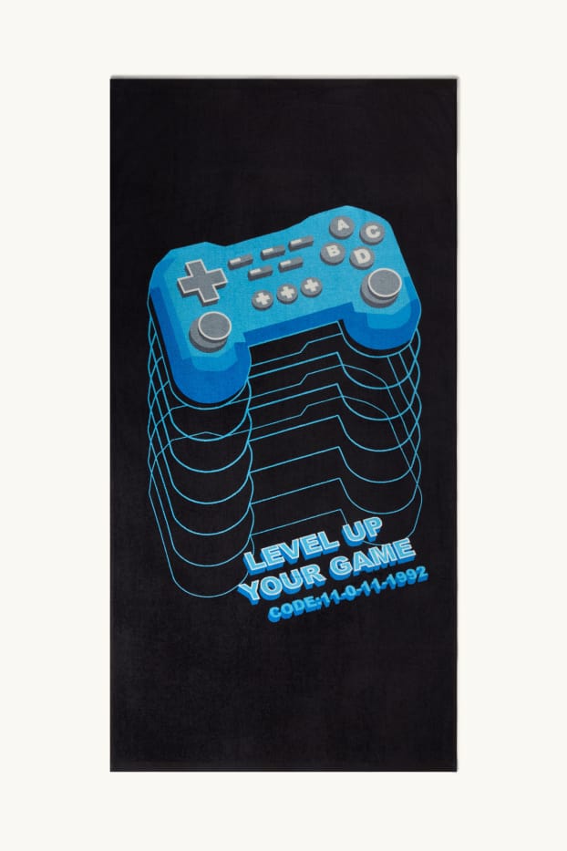 Kinder Buben - Gaming-Controller - Handtuch - 67 x 136 cm - schwarz