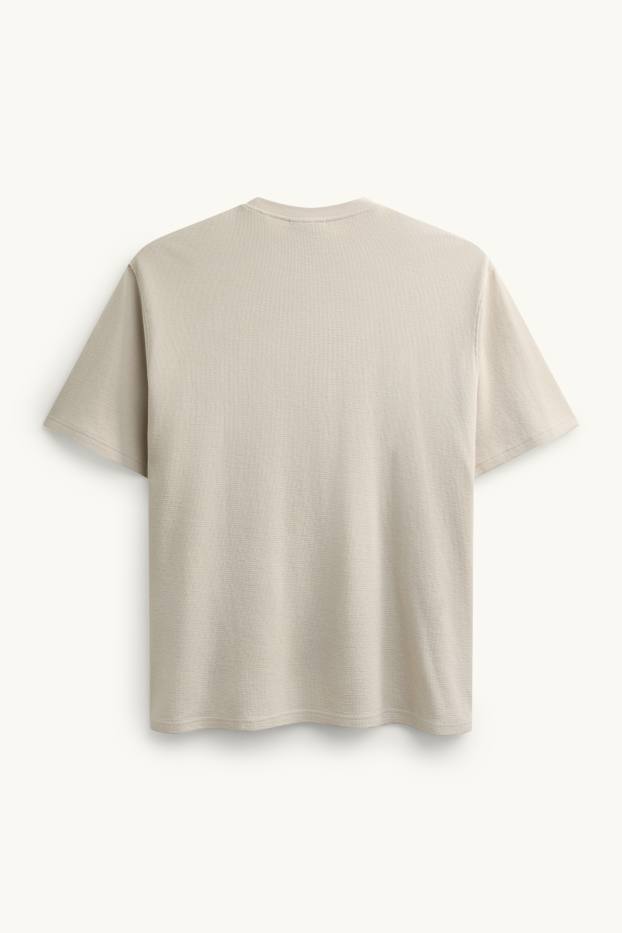 Herren - T-Shirt - Relaxed Fit - gerippt - beige