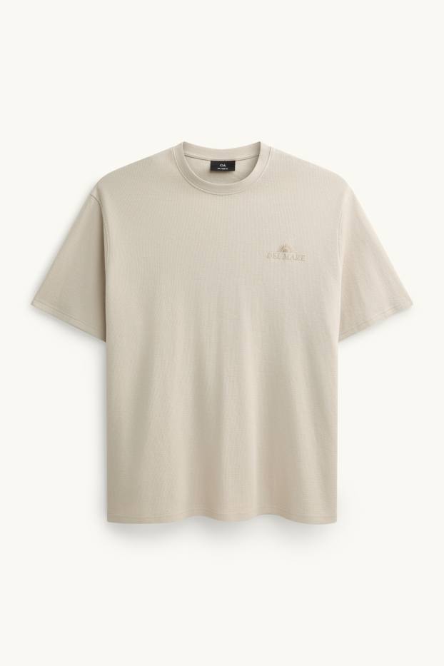 Herren - T-Shirt - Relaxed Fit - gerippt - beige