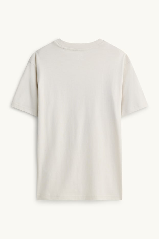 Kinderen: jongens - Set van 2 - racewagen en tijger - T-shirt - crème wit