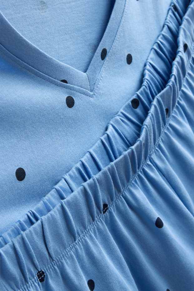 Dames - Shortama - met stippen - blauw
