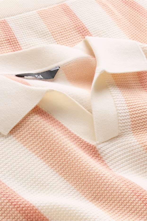 Uomo - Polo in maglia - regular fit - a righe - tessuto tramato - arancione