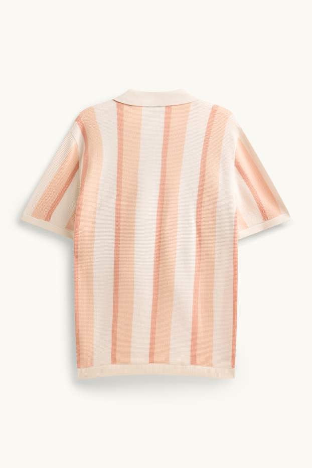 Uomo - Polo in maglia - regular fit - a righe - tessuto tramato - arancione