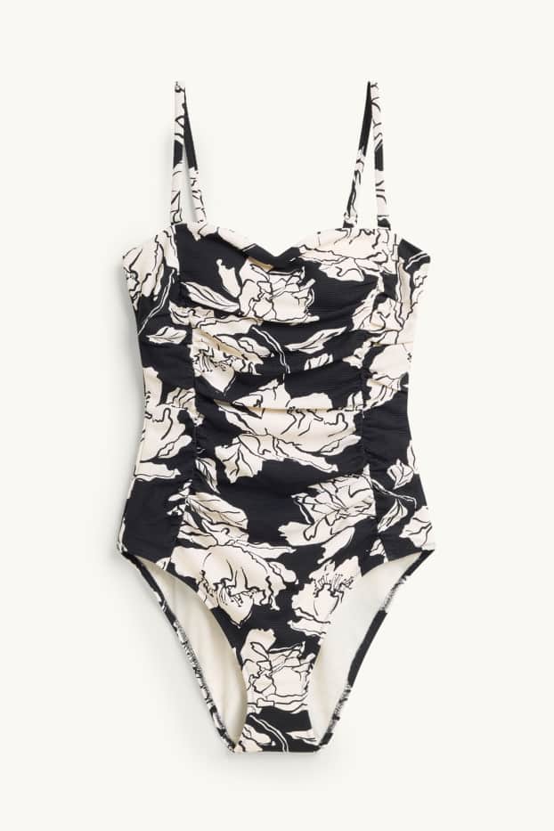 Women - Shaping swimsuit with gather - padded - LYCRA® XTRA LIFE™ - black