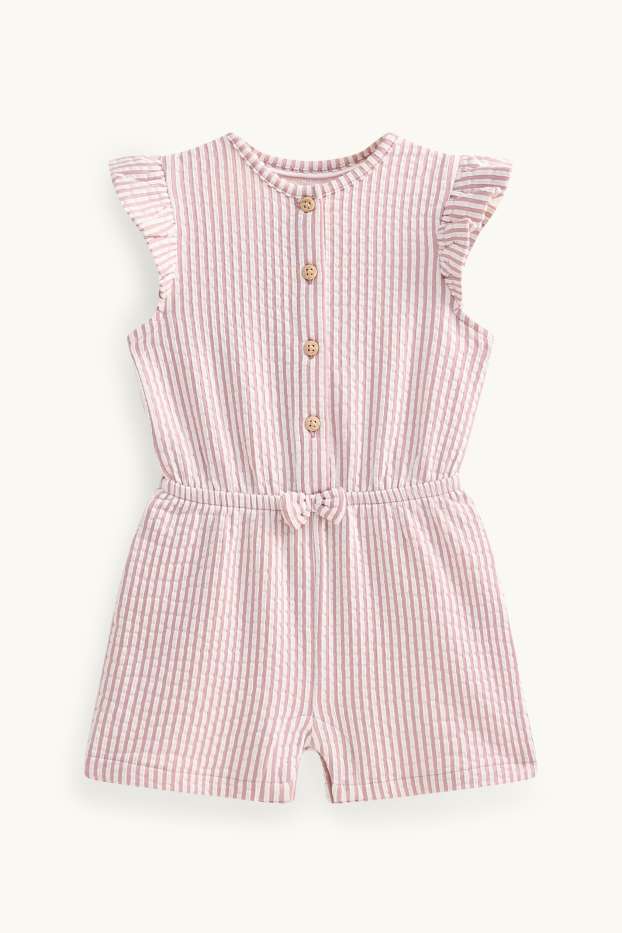 Baby Mädchen - Baby-Jumpsuit - gestreift - strukturiert - weiss
