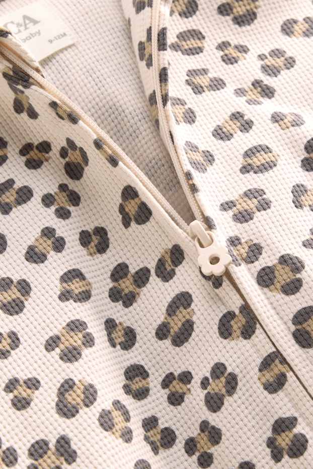 Miminka - dívky - Leopardí vzor - tepláková bunda s kapucí pro miminka - strukturovaná - béžová