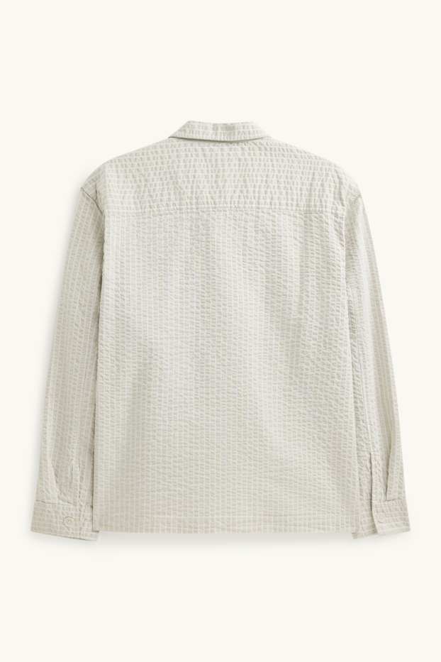 Herren - Hemd - Relaxed Fit - Kent - strukturiert - cremeweiß