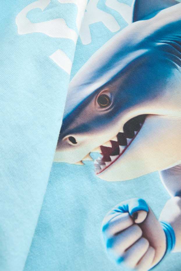 Kinder Buben - Hai - Kurzarmshirt - hellblau