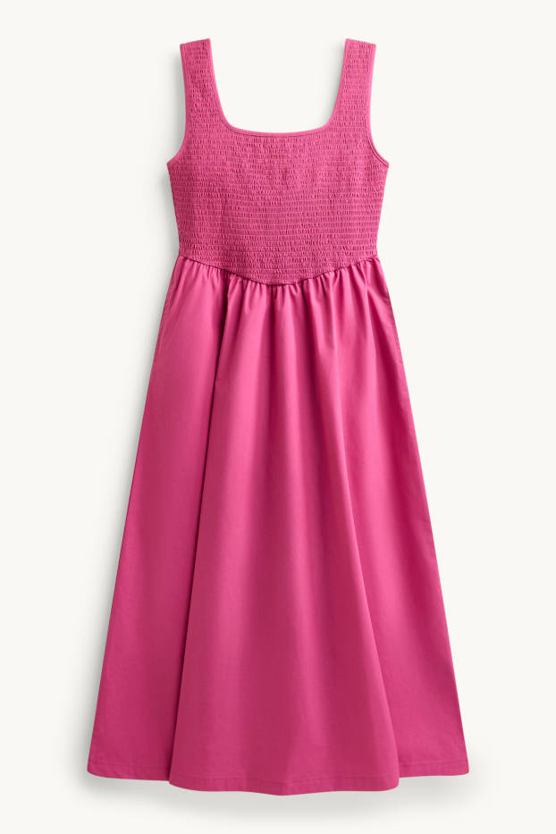 Femmes - Robe fit & flare - finition smockée - rose