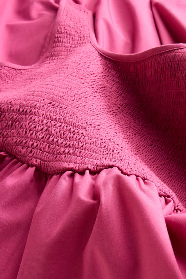 Femmes - Robe fit & flare - finition smockée - rose