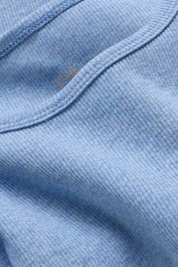 Femmes - T-shirt - slim fit - côtelé - bleu