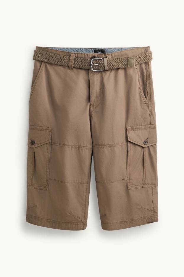 Hommes - Bermuda cargo à ceinture - marron