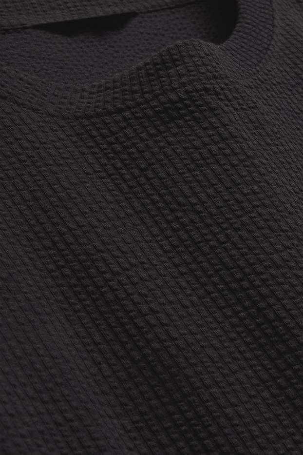 Heren - T-shirt - regular fit - met structuur - zwart