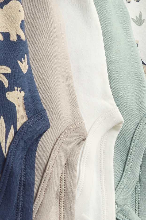 Miminka - chlapci - Multipack 5 ks - divoká zvířátka - body pro miminka - modrá