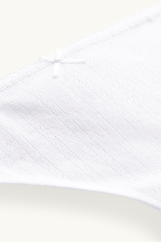Damen - Pointelle-String - weiß