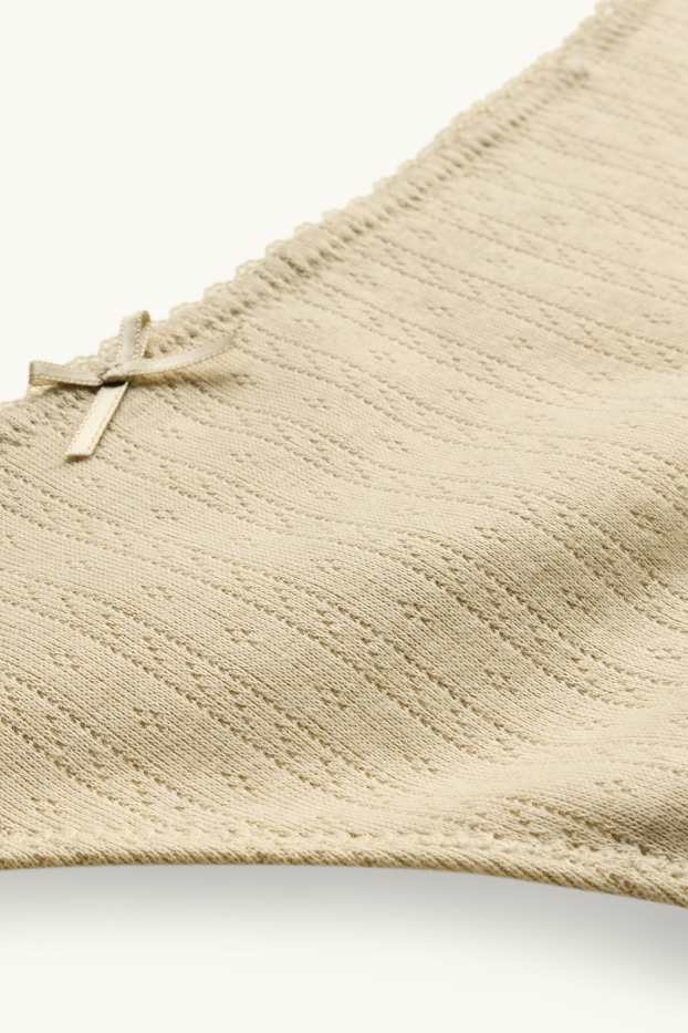 Damen - Pointelle-String - beige