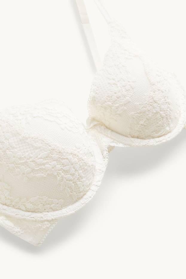 Femei - Sutien cu armătură - DEMI - vătuit - alb