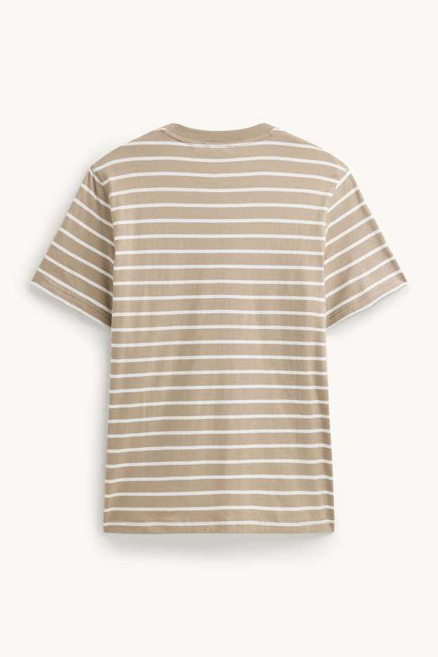 Hombre - Camiseta - regular fit - de rayas - beis