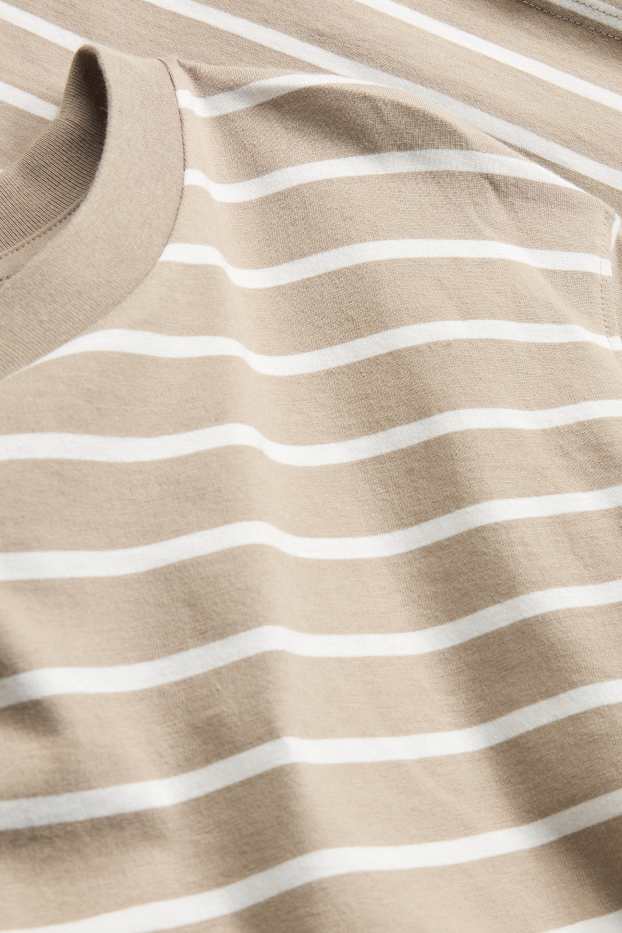 Hombre - Camiseta - regular fit - de rayas - beis